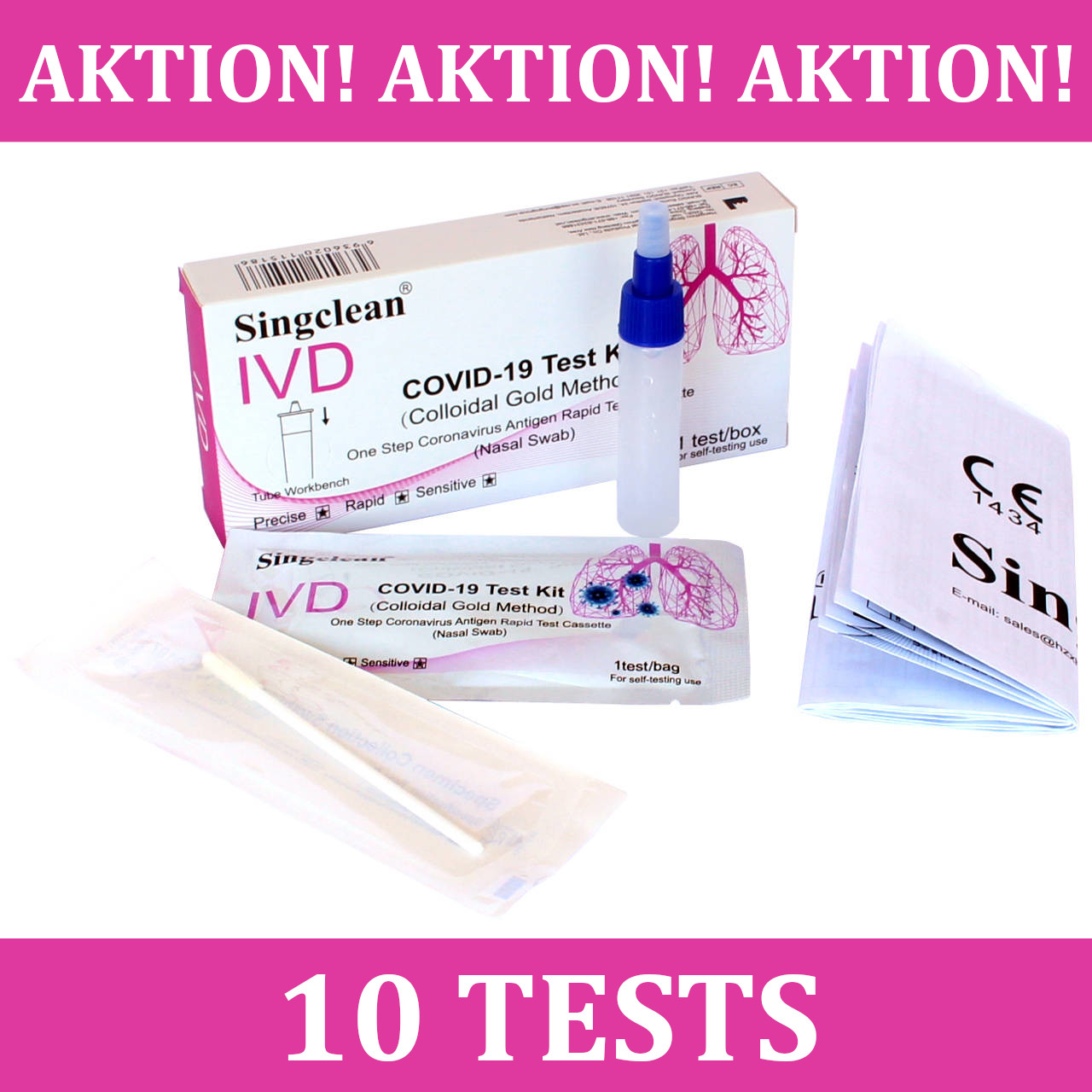 10x Singclean COVID19 Test Kit Antigen Selbsttest für Laien Omikron